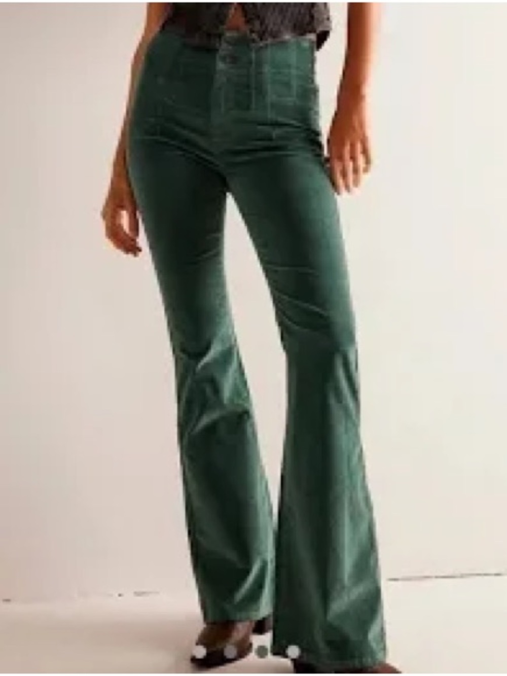 We The Free High-Rise Dark Green Flared Corduroy Pants
